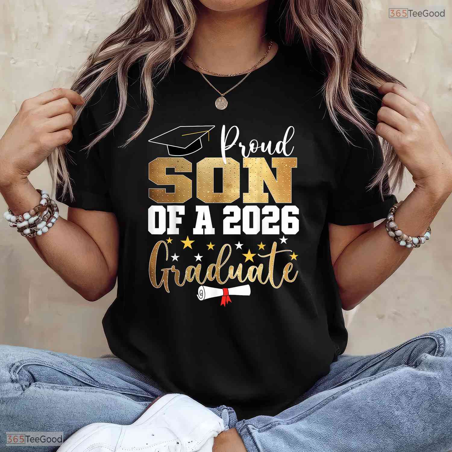 Proud Son Of A 2026 Graduate Matching Family University Commencement Ceremony T-Shirt