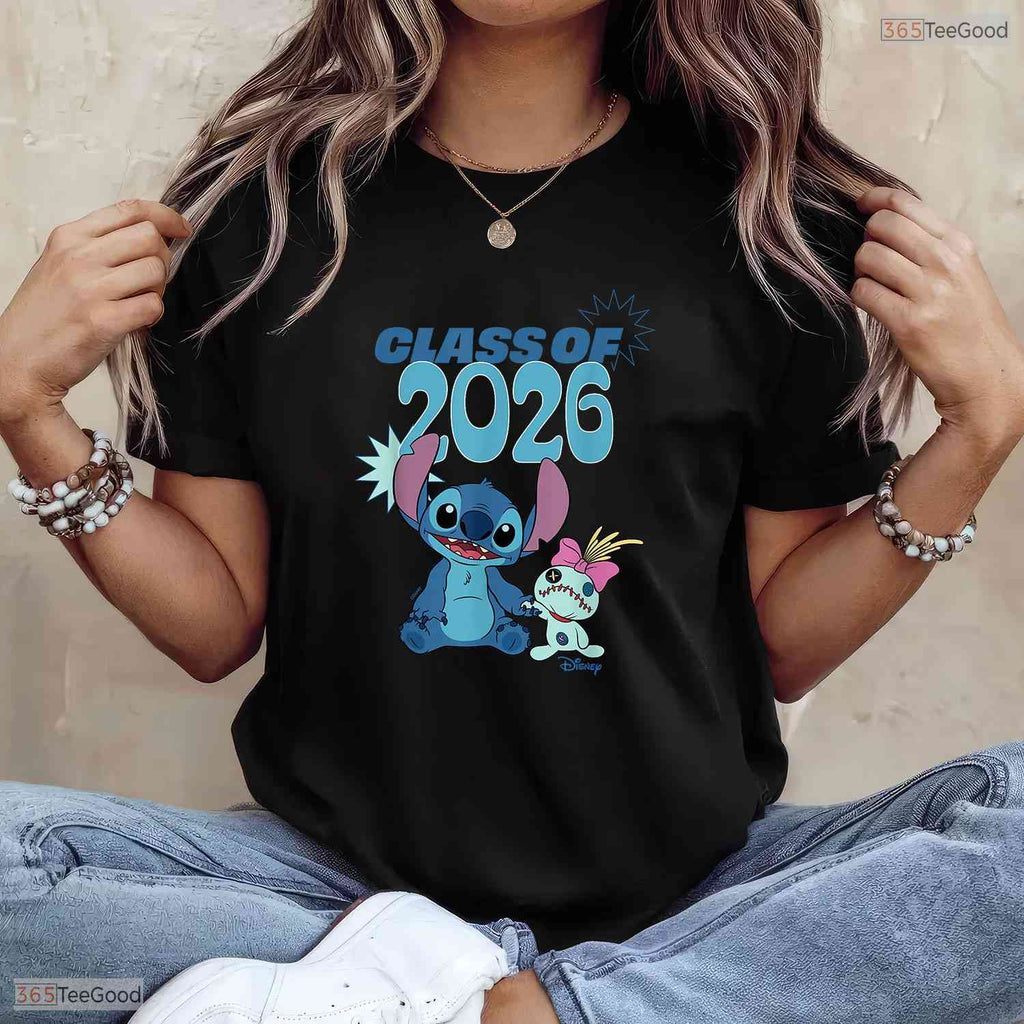 Cute Tropical Alien Theme Class Of 2026 Graduation Stars Senior Celebration T-Shirt