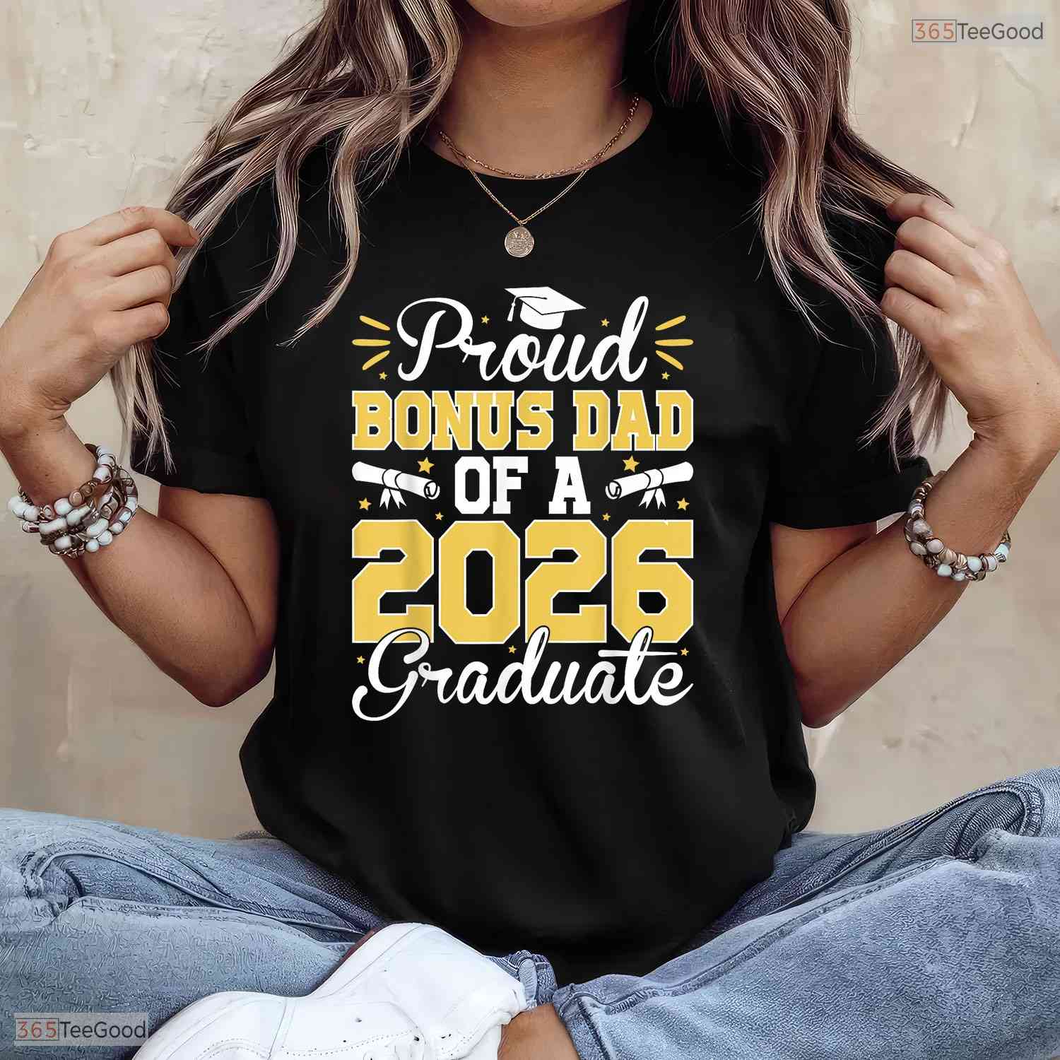Supportive Proud Bonus Dad Of A 2026 Graduate Senior Stepdad Graduation Day T-Shirt