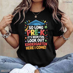 Fun So Long Pre-K Preschool Grad Kindergarten Here I Come Kids Boy T-Shirt