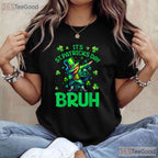 Bruh Leprechaun Hat St Patricks Day T-Shirt Funny Boys Kids School Tee