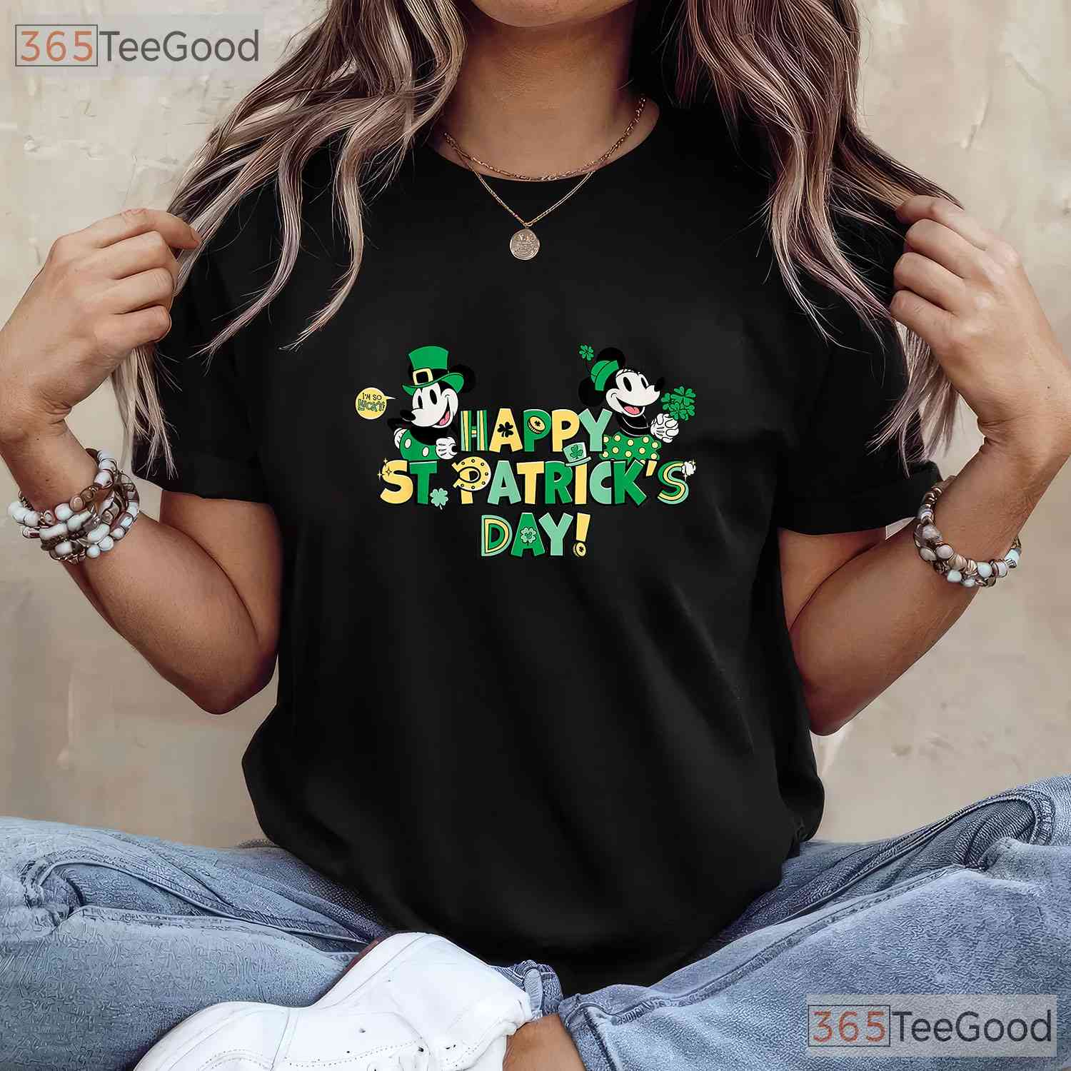 Vintage Disney Mickey - Minnie St Patricks Day T-Shirt Retro Couple Tee