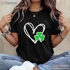 Girls Heart Shamrock St Patricks Day T-Shirt Cute Toddler Baby Kids Tee