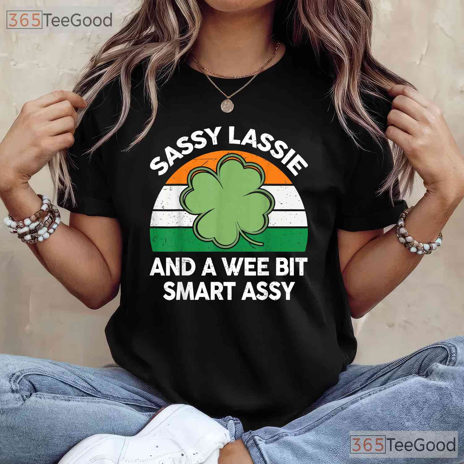 Sassy Lassie Funny Shamrock St Patricks Day T-Shirt Irish Girl Women