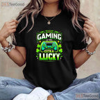 Gamer St Patricks Day T-Shirt Video Game Controller Boys Kids Funny Tee