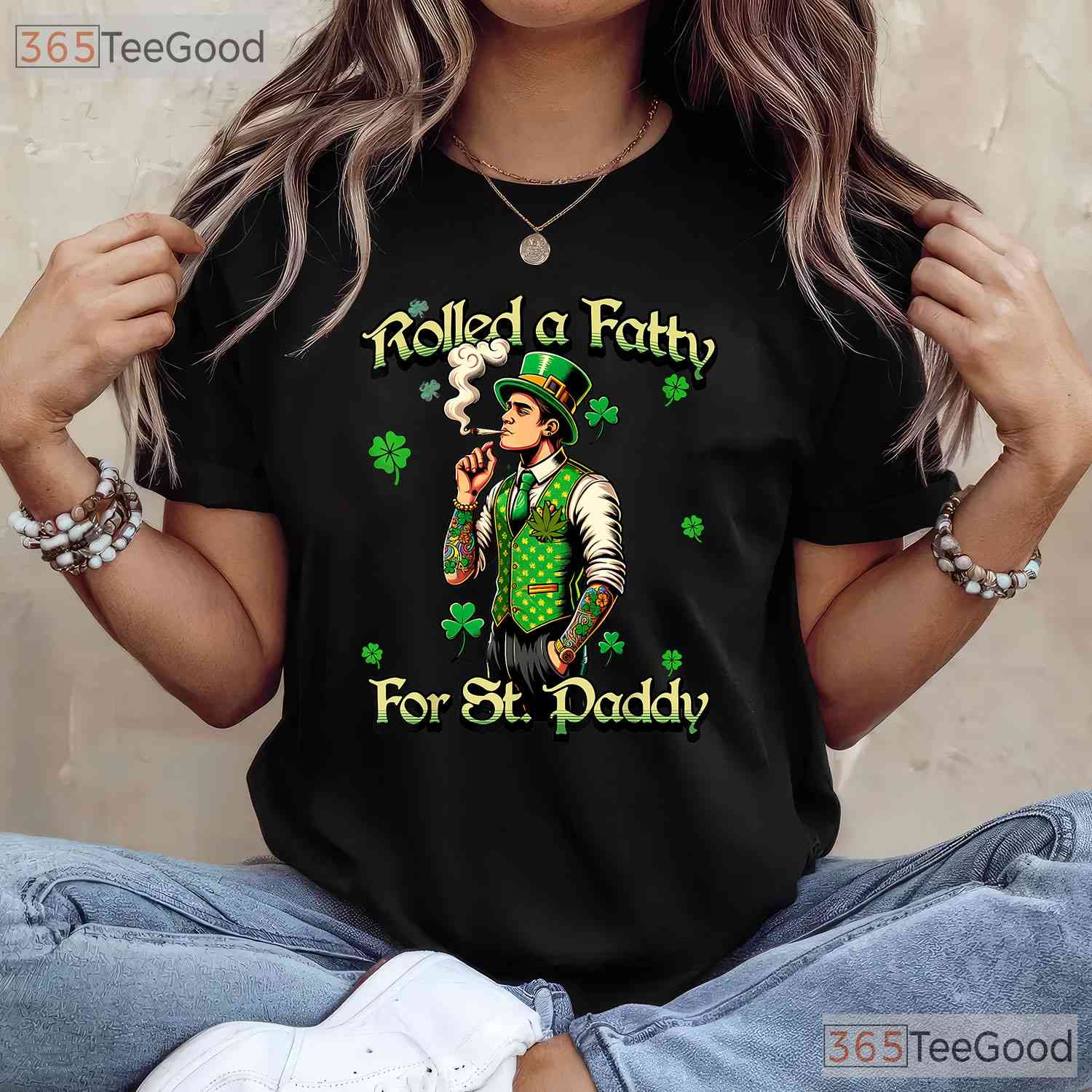 Roll Fatty For St Paddys Marijuana St Patricks Day T-Shirt 420 Weed Tee