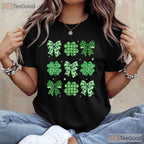 Coquette Bow Shamrock St Patricks Day T-Shirt Cute Ribbon Irish Girl