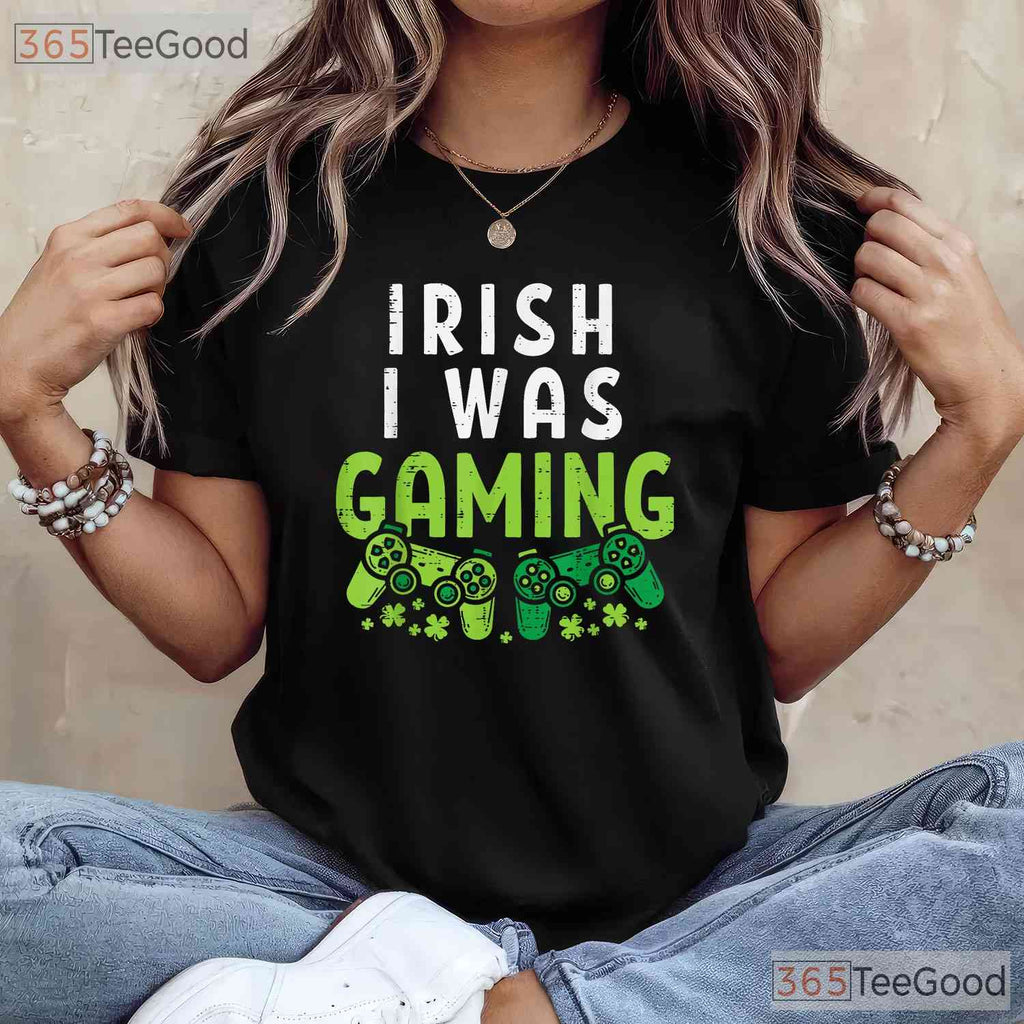 Irish I Was Gaming Funny St Patricks Day T-Shirt Video Game Controller Boys