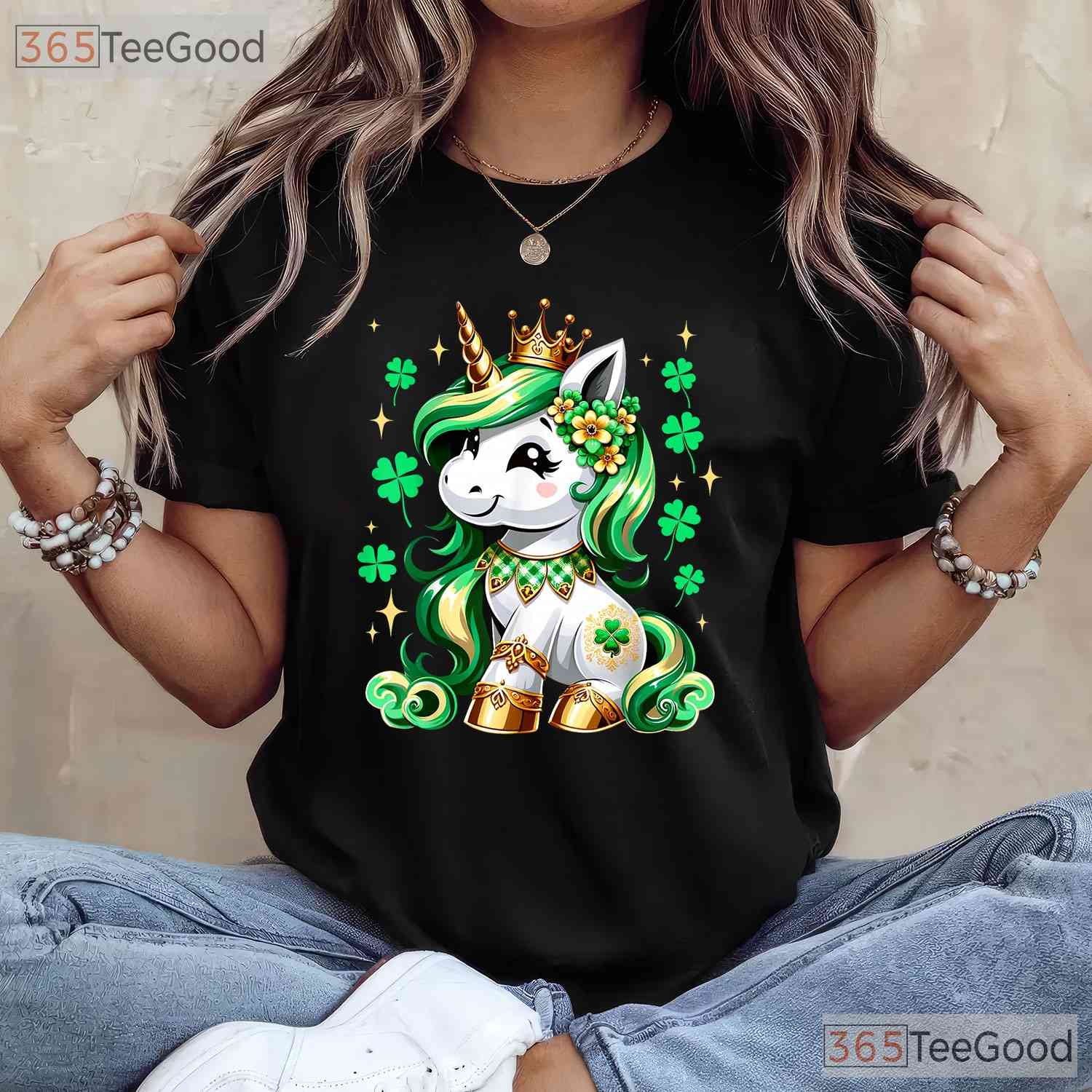 Cute Unicorn Shamrock St Patricks Day T-Shirt Magical Lepricorn Girls Kids