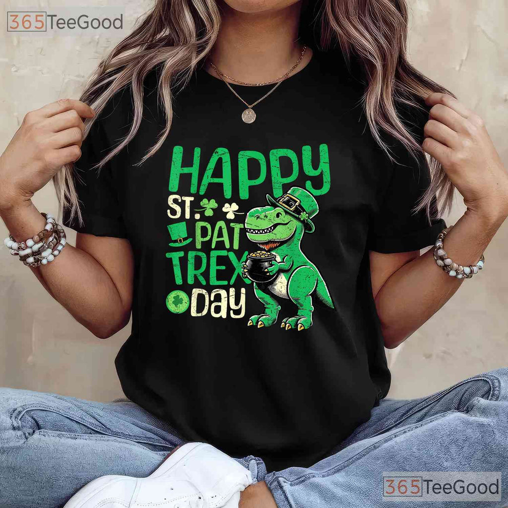Happy St Pat Rex Day Dinosaur St Patricks Day T-Shirt T-Rex Boys Toddler