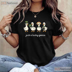 Funny Just A Lucky Goose St Patricks Day T-Shirt Cute Duck Farm Animal Tee
