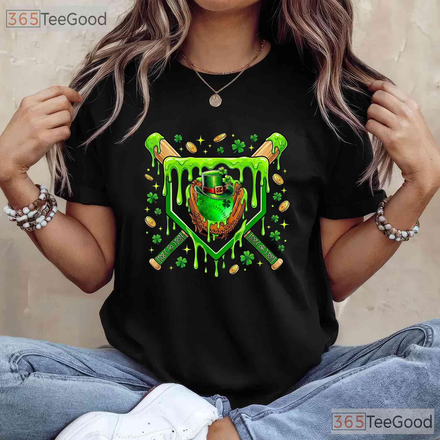 Baseball Ice Cream St Patricks Day T-Shirt Funny Sports Player Boys Tee