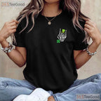 Skeleton Hand Rock On St Patricks Day T-Shirt Funny Music Lover Men Gift