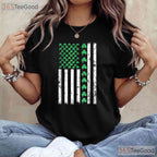 American Flag Irish St Patricks Day T-Shirt Patriotic Shamrock Men Gift