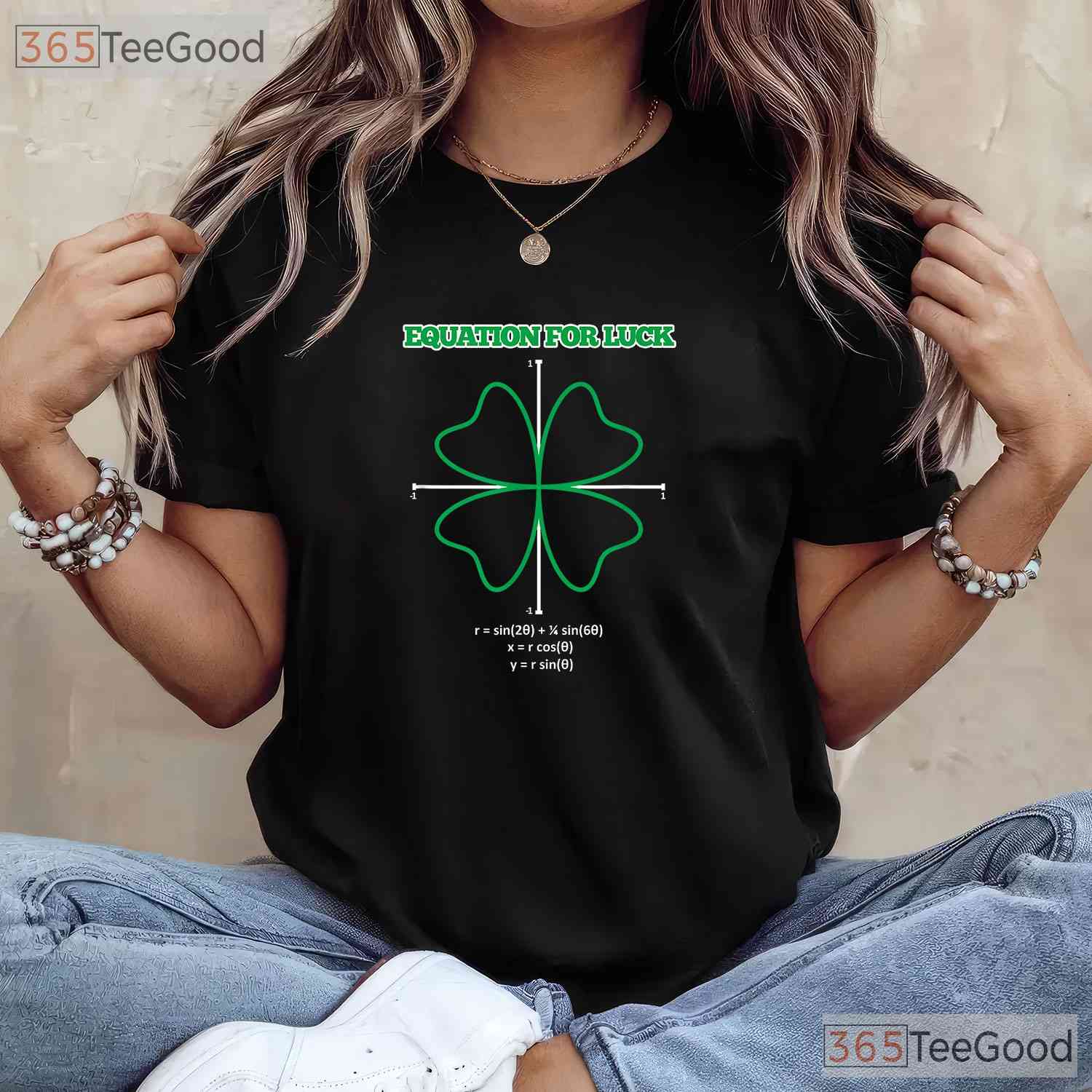 Equation For Luck St Patricks Day T-Shirt Math Teacher Clover Funny Gift