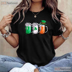 Irish Beer Ireland Flag St Patricks Day T-Shirt Vintage Pub Drinking Tee