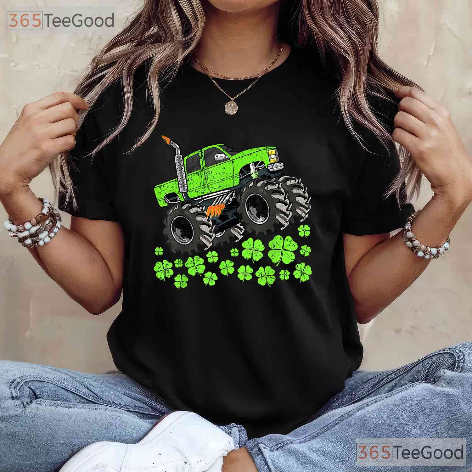 Toddler Monster Truck St Patricks Day T-Shirt Lucky Crusher Boys Kids Gift