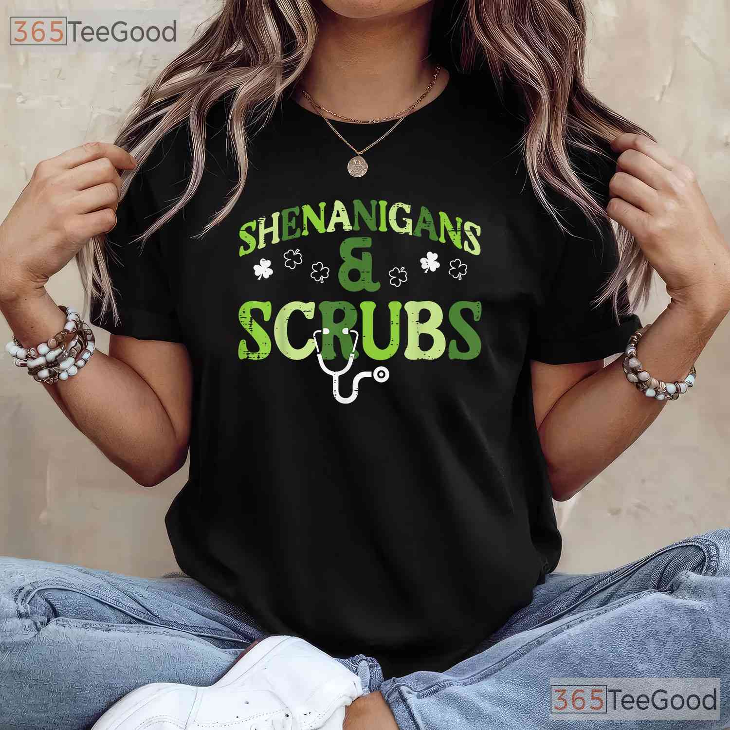 St Patricks Day Shenanigans Scrub T-Shirt Funny Nurse Medical Work Life Tee