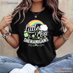 Little Miss Shenanigans St Patricks Day T-Shirt Cute Retro Toddler Girl Tee