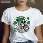 Irish Skeleton Dead Inside But Caffeinated St Patricks Day T-Shirt Coffee
