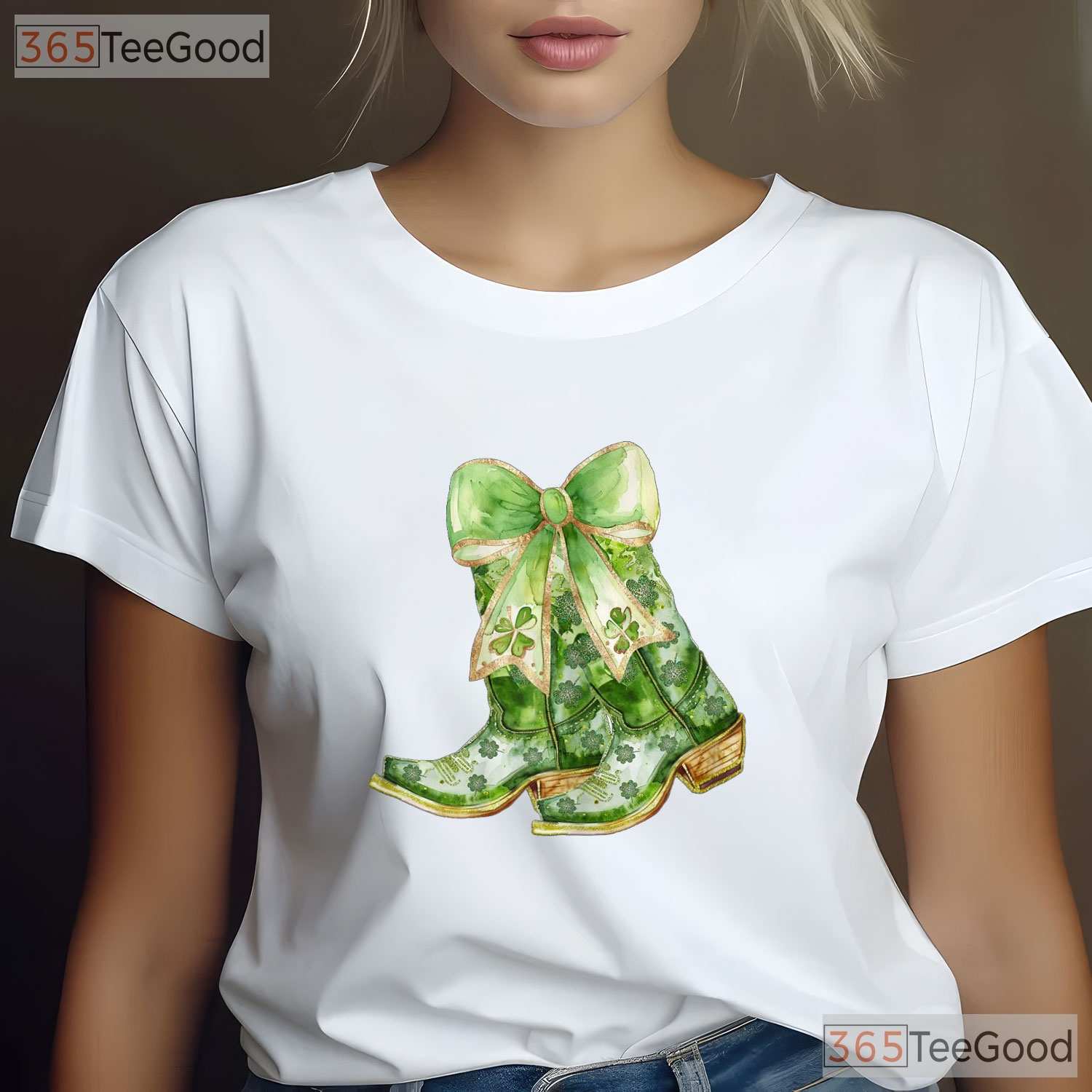 Coastal Cowgirl Boots St Patricks Day T-Shirt Western Pink Bow Aesthetic Tee