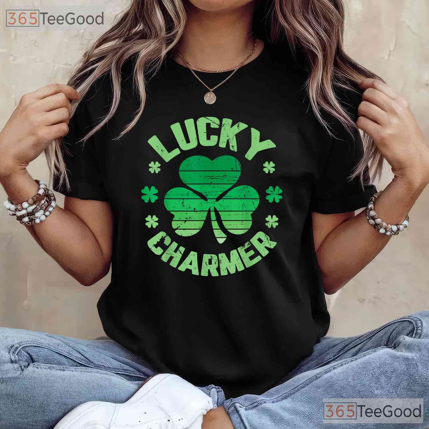 Lucky Charmer Funny St Patricks Day T-Shirt Cute Boys Girls Kids Youth Tee