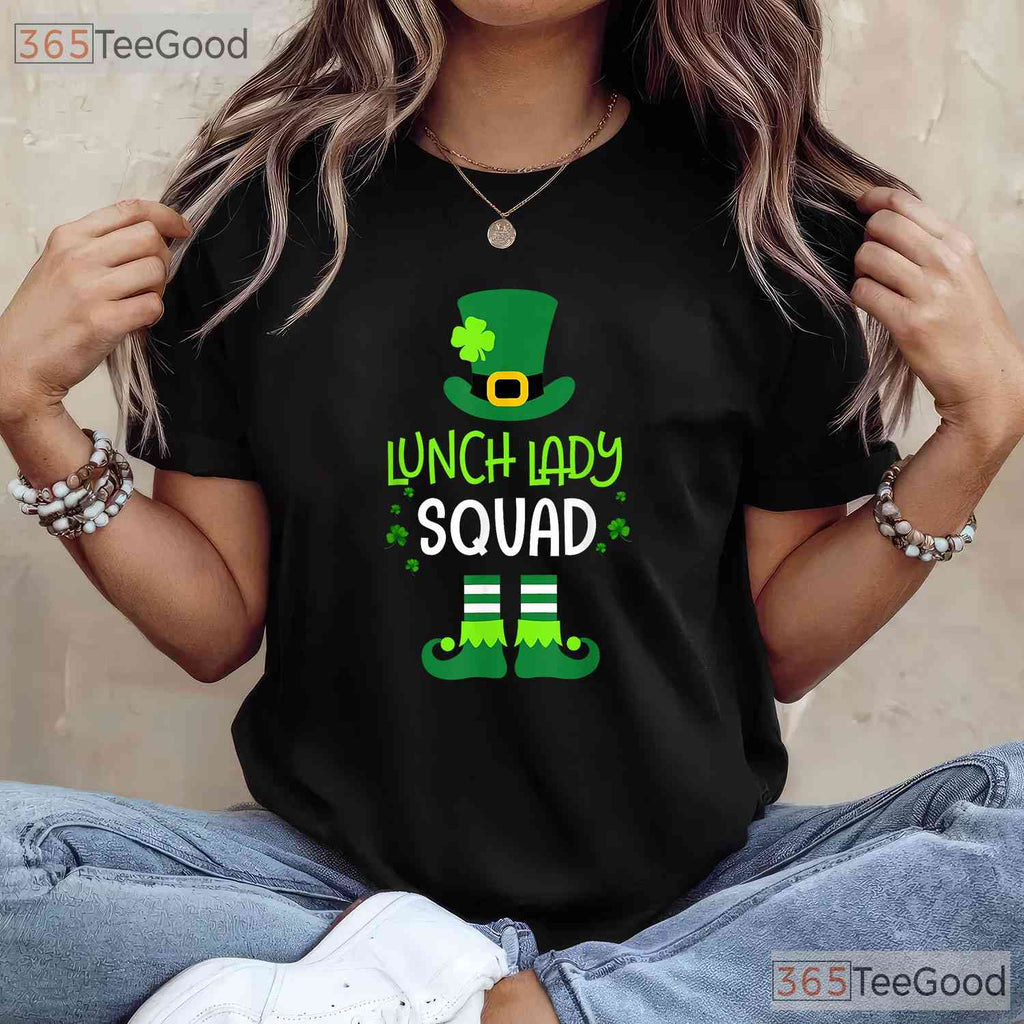 Lunch Lady Squad St Patricks Day T-Shirt Funny School Cafeteria Matching
