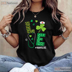 Love Stethoscope Shamrock Nurse Life St Patricks Day T-Shirt RN Medical Tee