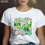 One Lucky Teacher Era St Patricks Day T-Shirt Retro Groovy School Faculty