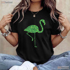 Pink Flamingo Shamrock St Patricks Day T-Shirt Cute Bird Animal Lover Tee