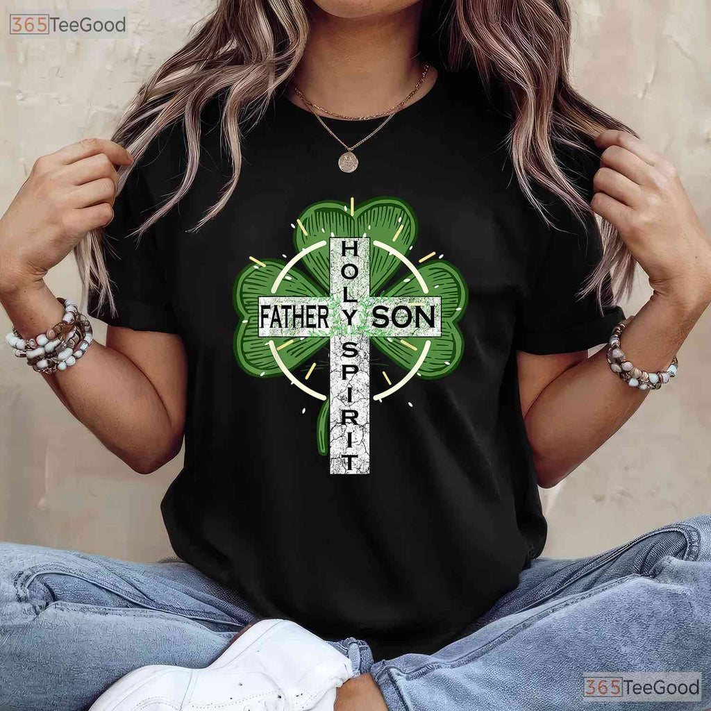 Father Son Holy Spirit Shamrock St Patricks Day T-Shirt Religious Irish