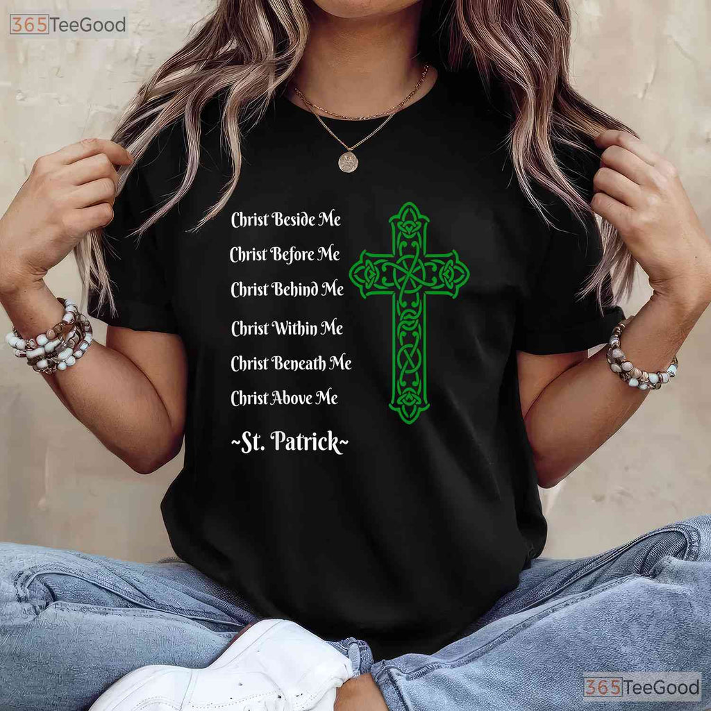 St Patricks Day Prayer T-Shirt Irish Christian Cross Religious Faith Gift