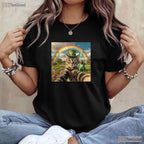Cat Selfie With Leprechaun St Patricks Day T-Shirt Funny Photo Irish Tee