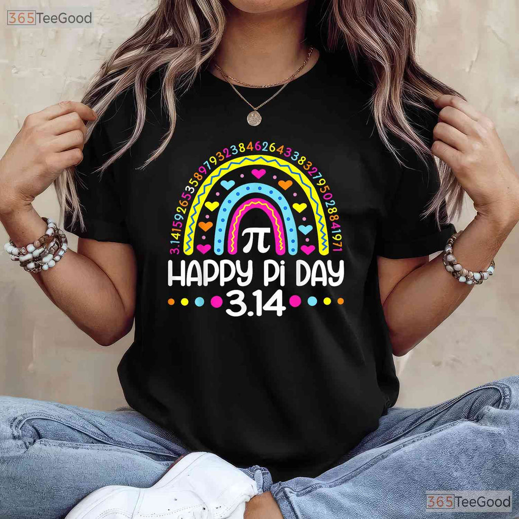 Happy Pi Day Rainbow 3 - 14 Number Math Teacher Women Girls Cute T-Shirt