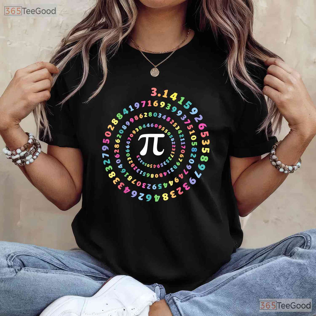 Pi Spiral Novelty Pi Day Tee T-Shirt 3 - 14 Number Math Geek Teacher Top