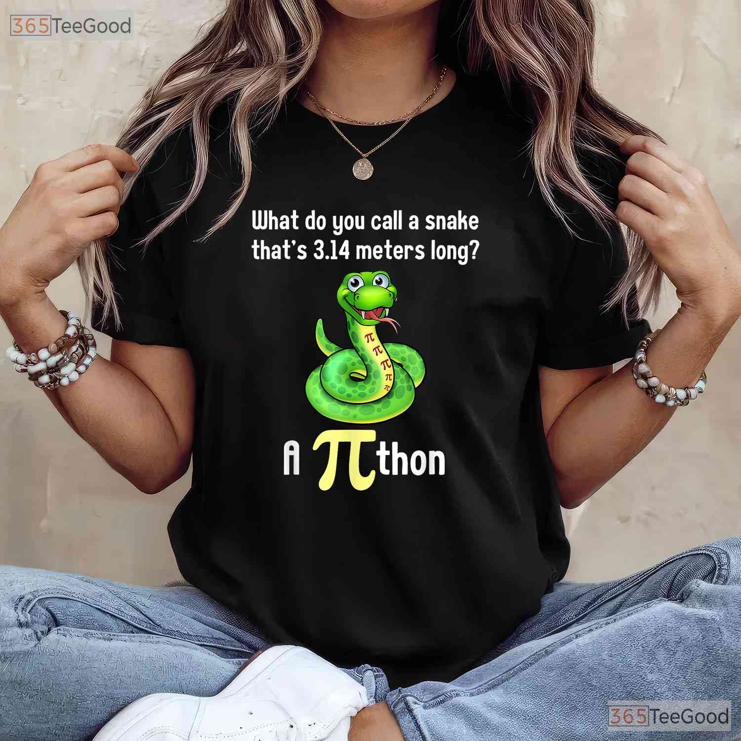 Funny Pi Day Puns Pithon Math Teacher Jokes T-Shirt Coding Snake Gift