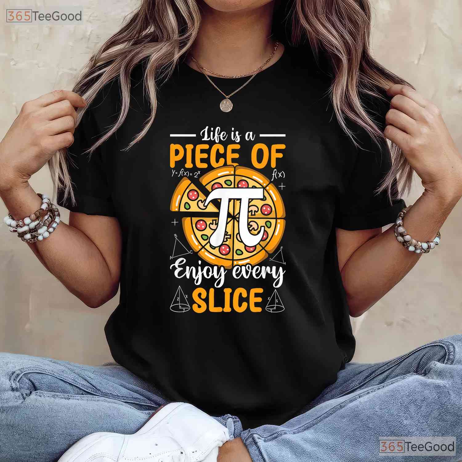 Life Is a Piece of Pi Pizza Slice T-Shirt Math 3 - 14 Pi Day Foodie Gift