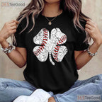 Baseball Shamrock St Patricks Day T-Shirt Sports Mom Dad Coach Player Tee