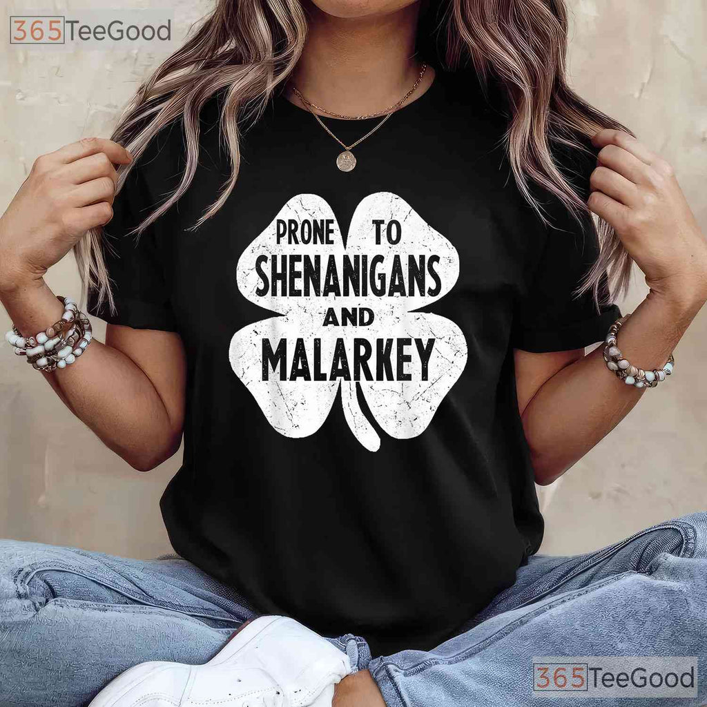 Prone To Shenanigans And Malarkey St Patricks Day T-Shirt Boys Kids Funny