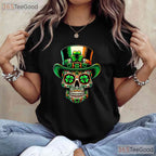 Irish Sugar Skull St Patricks Day T-Shirt Day Of The Dead San Patties Tee