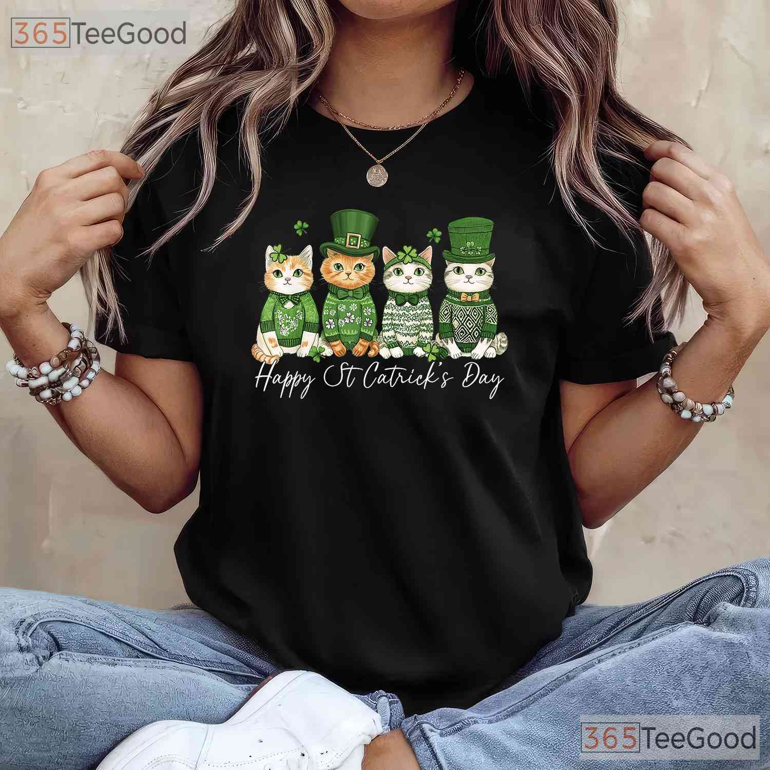 Happy St Catricks Day T-Shirt Funny Cat Lover Kitten St Patricks Day Tee