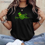 Heartbeat Stethoscope Shamrock St Patricks Day T-Shirt Irish Nurse Life Tee