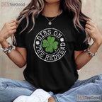 Dibs On The Redhead St Patricks Day T-Shirt Funny Clover Stamp Couple Tee