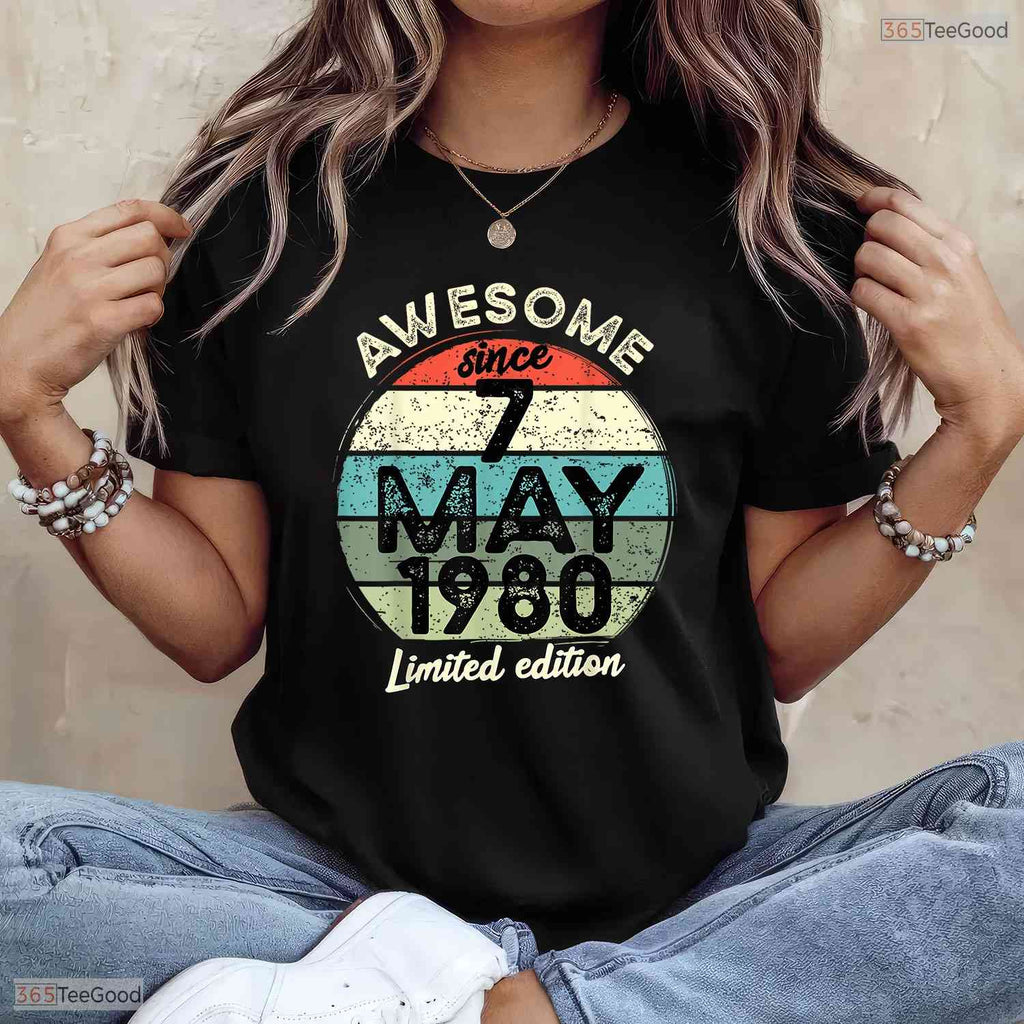 Awesome May 7 1980 46th Birthday T-Shirt- Unique May Birthday Shirt For Him