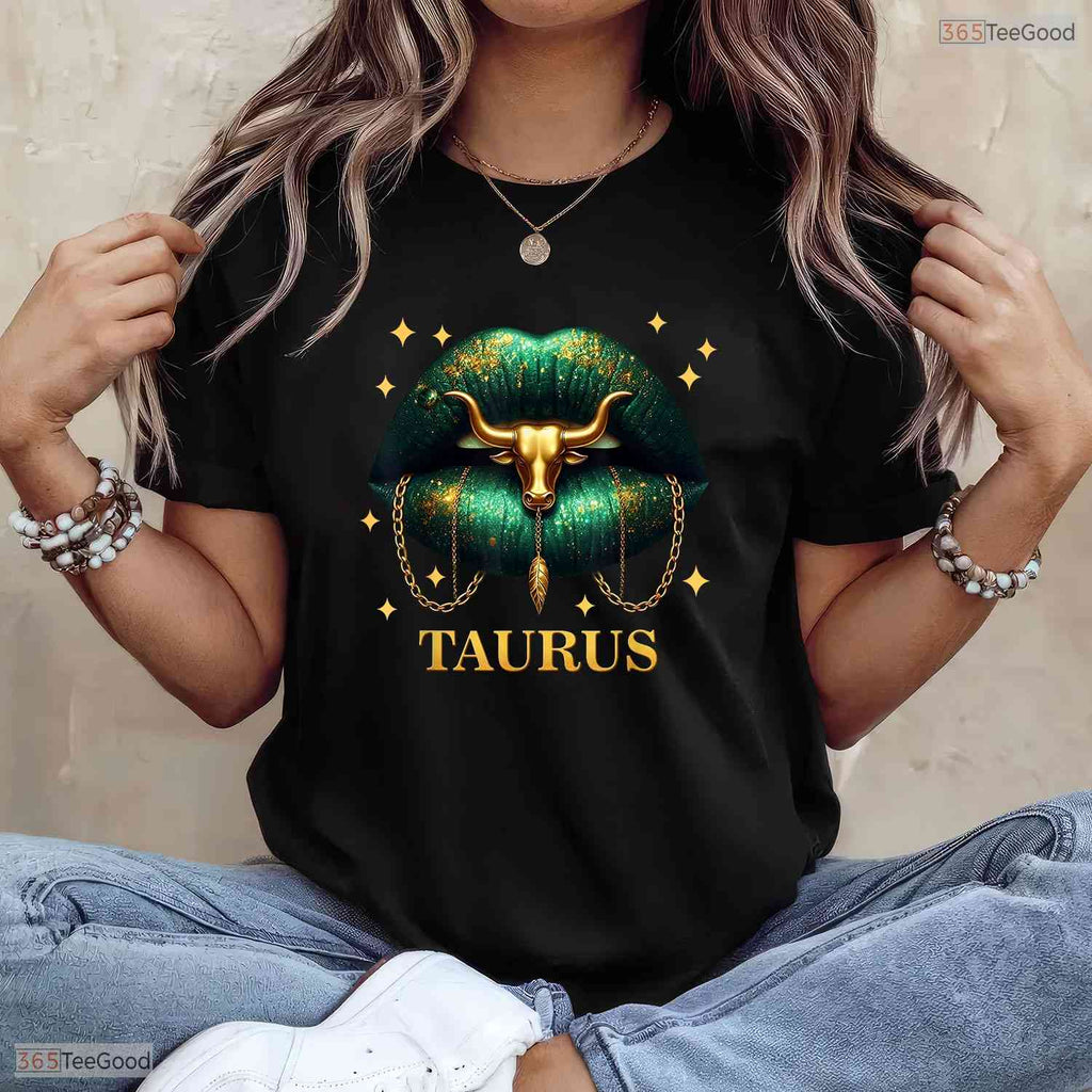 Taurus Queen Zodiac Sign Women Lips T-Shirt- Unique May Birthday Shirt Gift