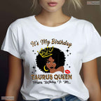 African American Taurus Queen Birthday T-Shirt- Unique May Birthday Shirt Gift