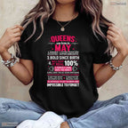 Queens Are Born In May T-Shirt- Elegant Women's May Birthday Party Shirt Gift