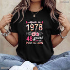 Floral Made In 1978 48th Birthday Women T-Shirt- Unique May Birthday Shirt Gift