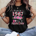Made In 1987 Floral 39th Birthday Women T-Shirt- Unique May Birthday Shirt Gift