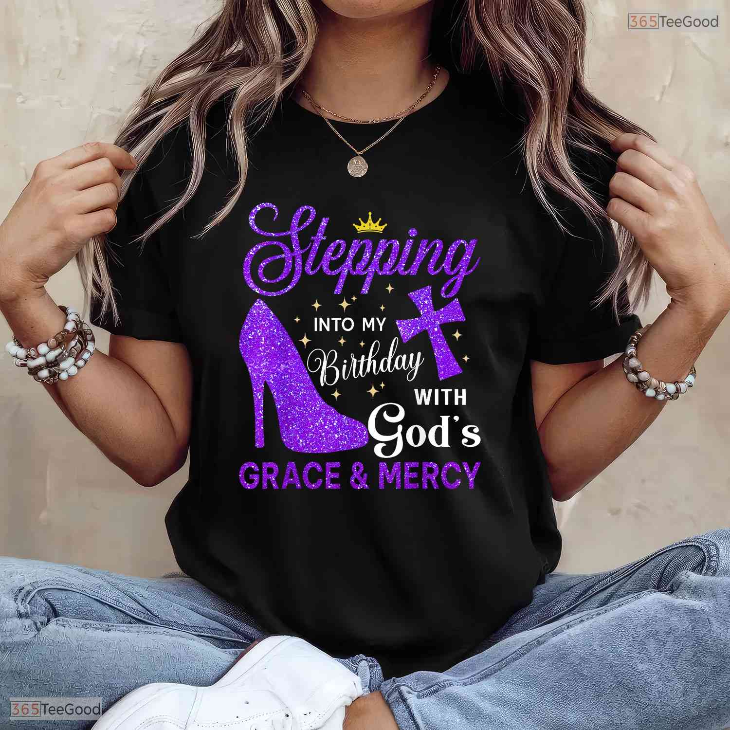Stepping Into My May Birthday With God's Grace And Mercy Blessed T-Shirt Gift